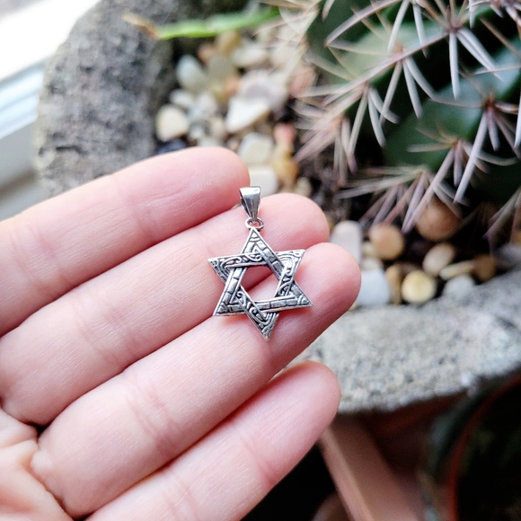 New Handmsade Solid 925 Sterling Silver Star of David Pendant - Picture 2 of 6